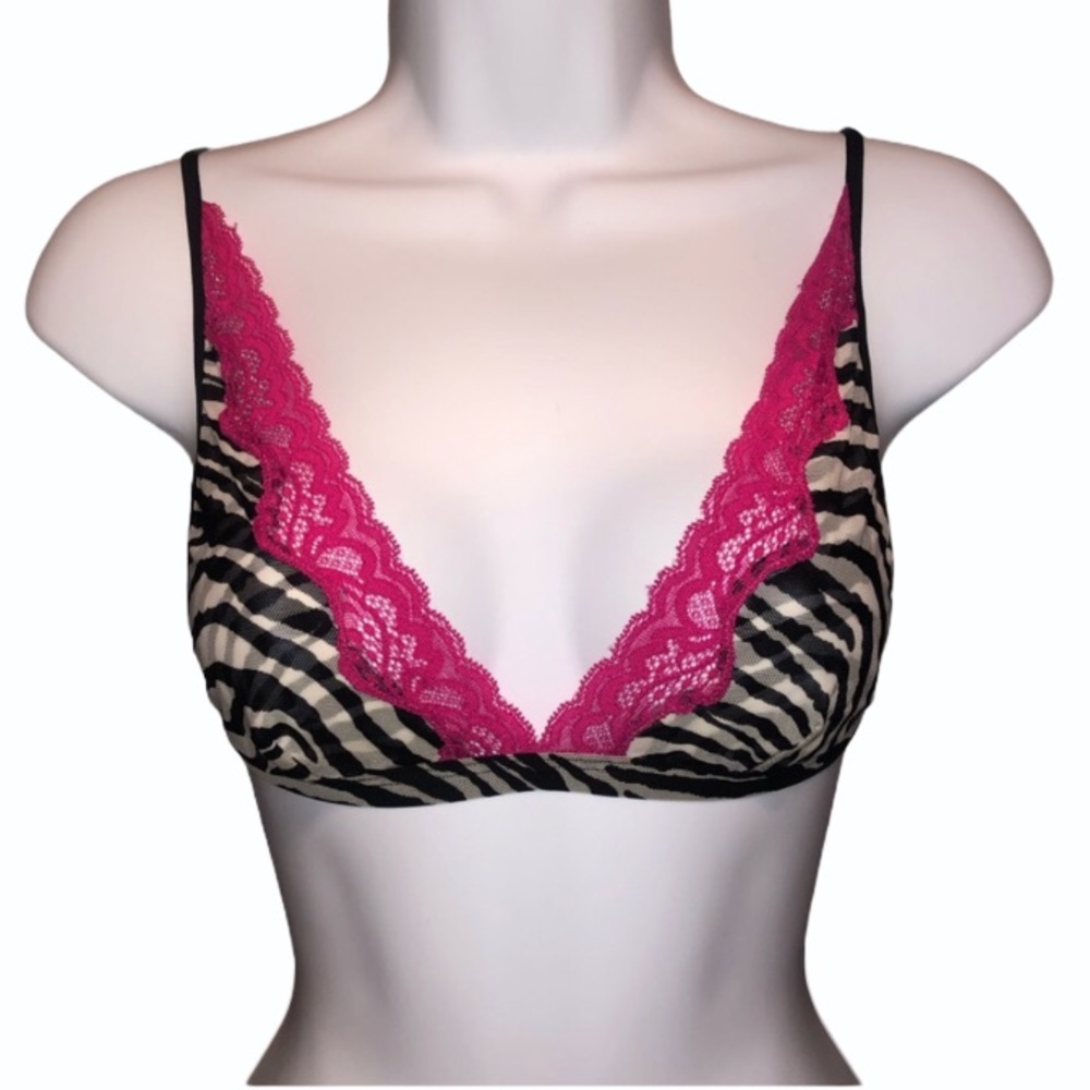 Express Small Bralette Unlined Pink Black zebra